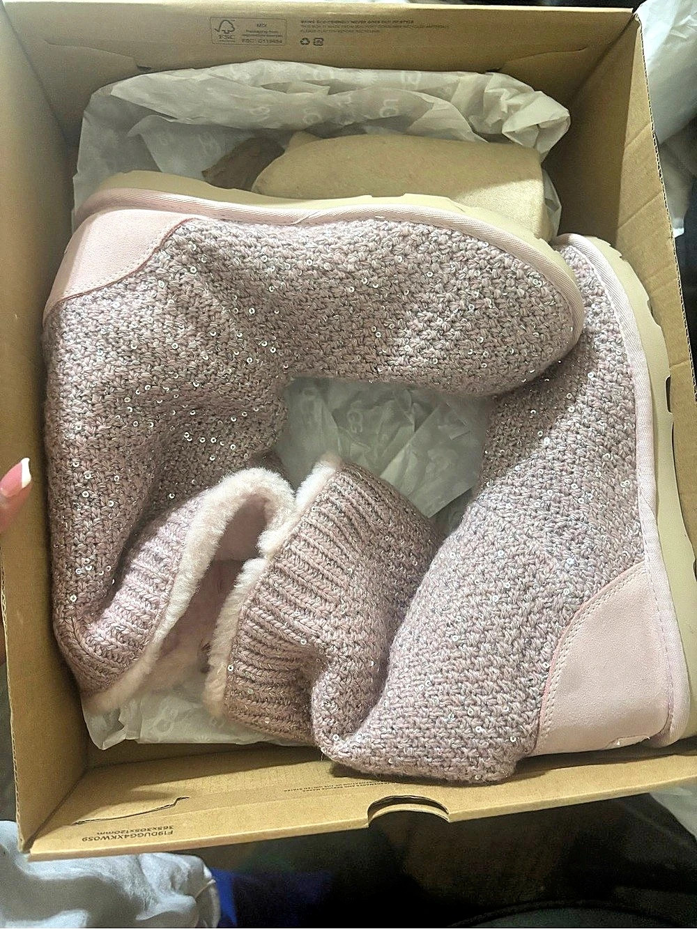 UGG Classic Mini II Sequin Mini Boots Pink US 6 Like New